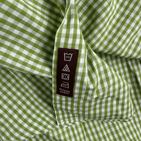 Tailorbyrd Shirt Mens Medium Green Gingham Plaid Flamingo Button Up* - Picture 11 of 12